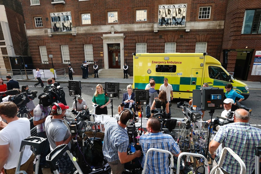 Media outside St Mary's Hospital, London