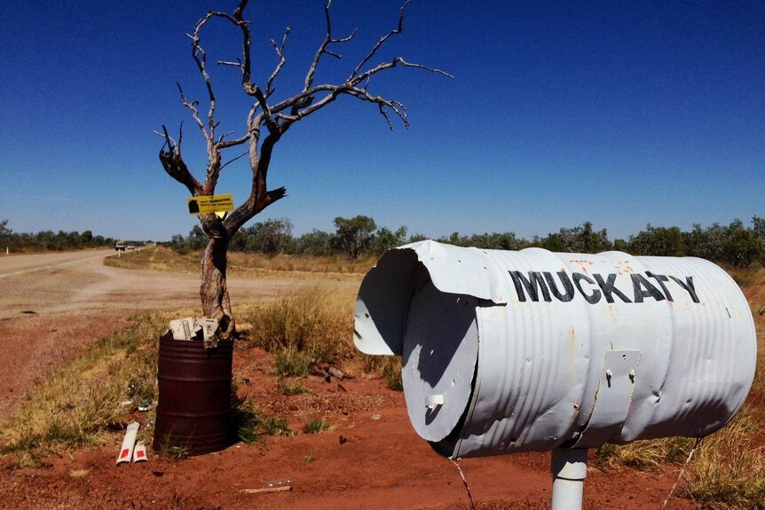 The front gate of Muckaty Station, a proposed nuclear waste site.