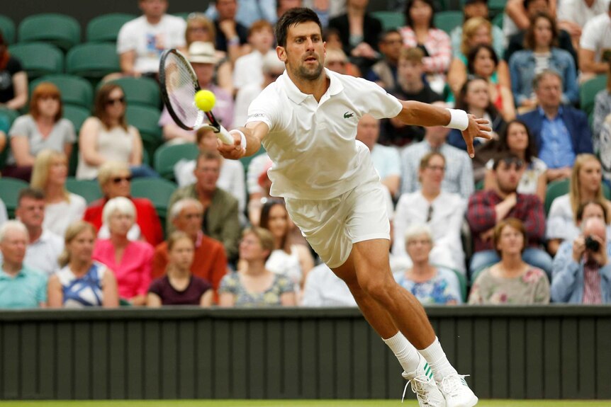 Novak Djokovic in action during his fourth round match.