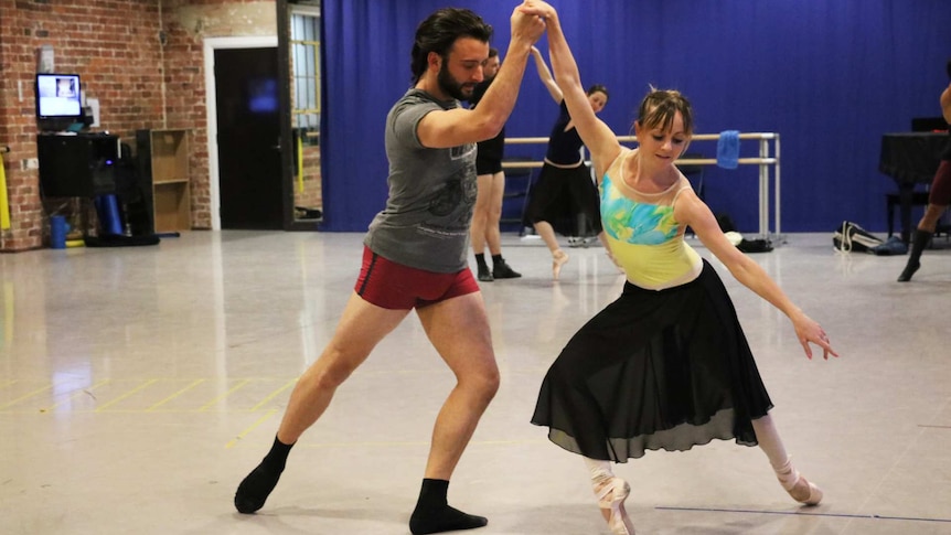 Ballet practice for Matthew Lehman and Sarah Hepburn