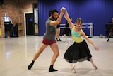 Ballet practice for Matthew Lehman and Sarah Hepburn