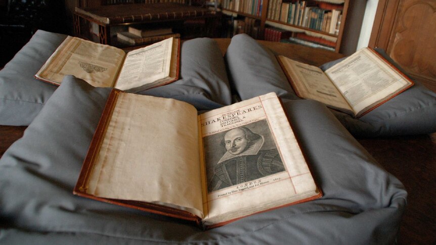A picture of the first edition Shakespeare books