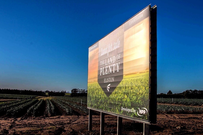 Farm land on the outskirts of Melbourne, set to become a property development.