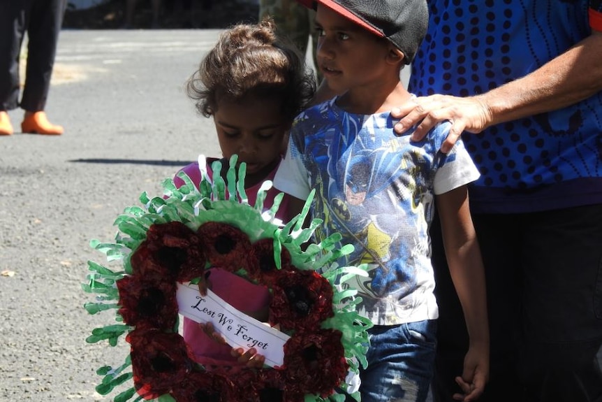 Wujal Wujal children on Anzac Day