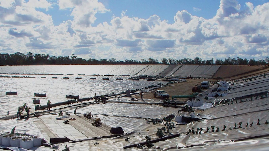 Under construction: Santos water storage pond at Leewood