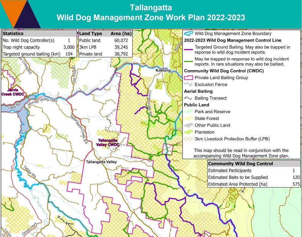 A map of Tallangatta Valley with buffer zone marked out