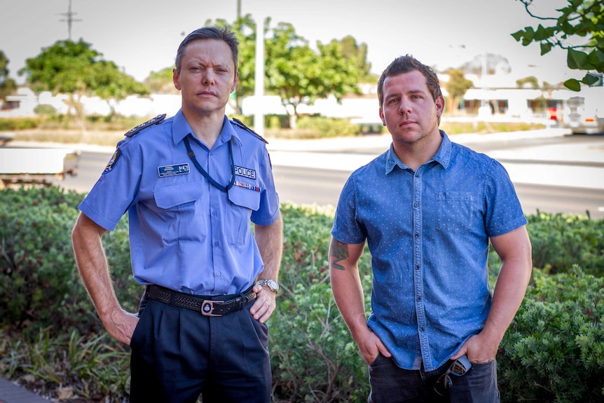 Inspector Hamish McKenzie and Anglicare regional manager, Ashley Gibb in Kalgoorlie.