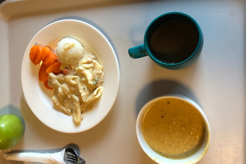 Creamy pasta and watery soup.