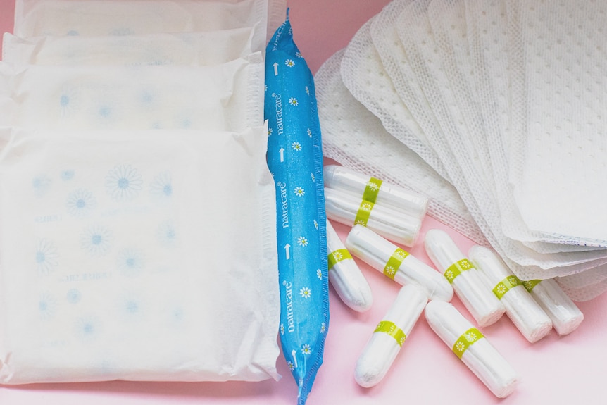 A collection of menstrual products. 