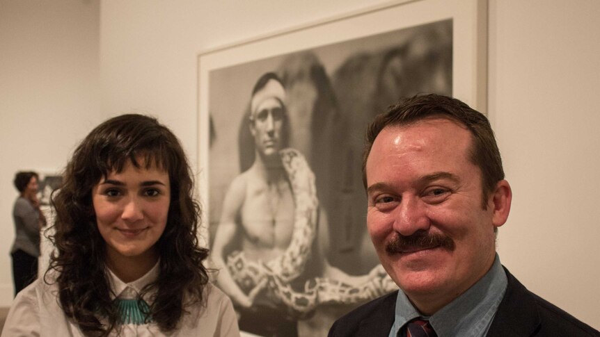 Katrina Dumas from the Richard Avedon Foundation in New York with Dr Christopher Chapman from the National Portrait Gallery.