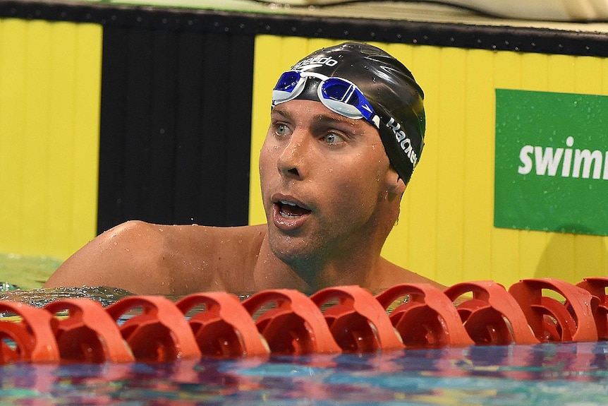 Grant Hackett competing at the 2016 Olympic swimming trials in Adelaide.