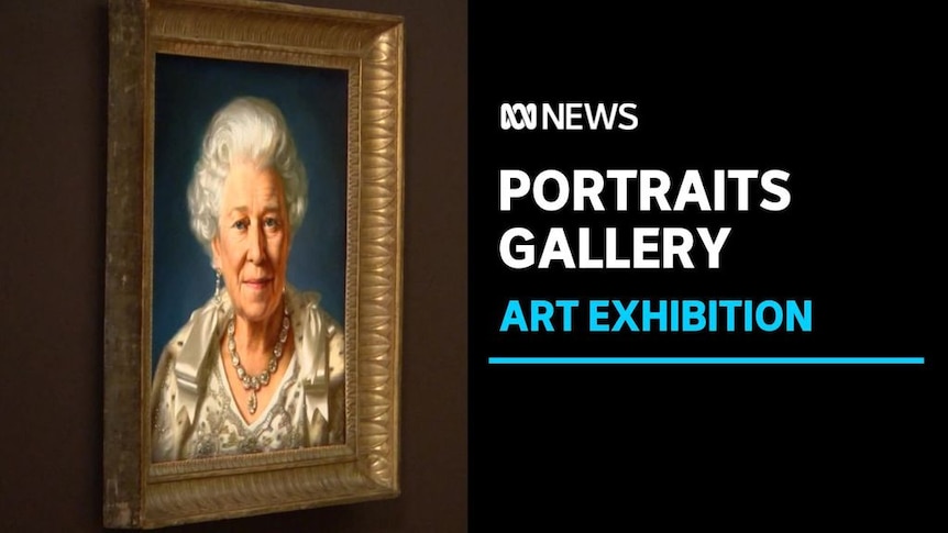 Portraits Gallery, Art Exhibition: Portrait of Queen Elizabeth II hanging on a gallery wall.