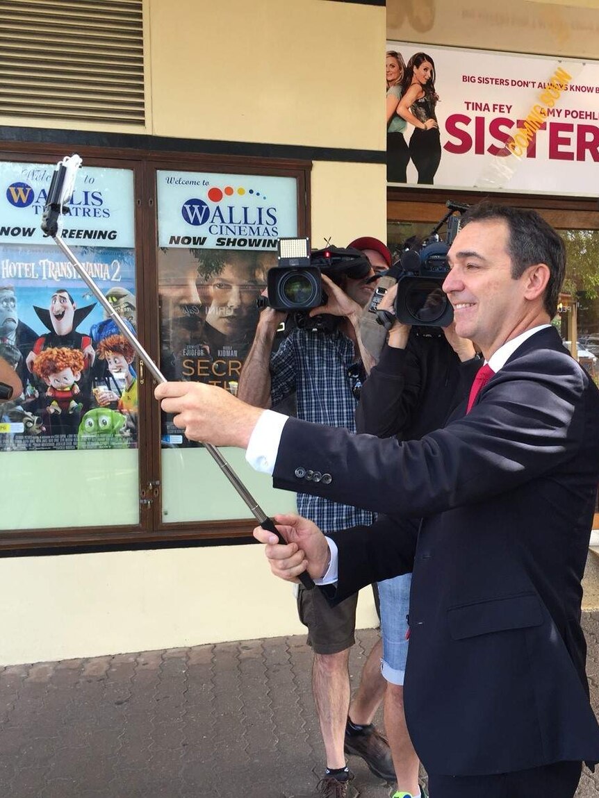 Steven Marshall with a selfie stick