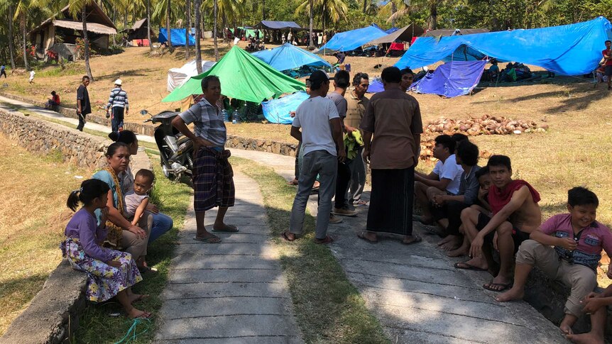 Locals in Lombok have set up camps.