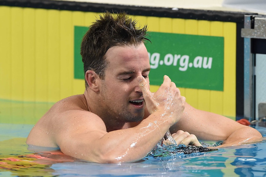 James Magnussen grimaces at Australian Swimming Championships