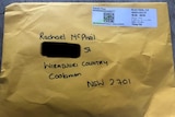 A parcel with Rachael McPhail's address and Wiradjuri Country written in the address.