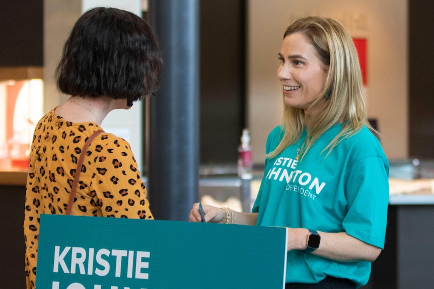 Clark candidate Kristie Johnston campaigns in 2021 state election