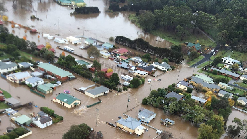 Latrobe in Tasmania's north was inundated as the river burst its banks.