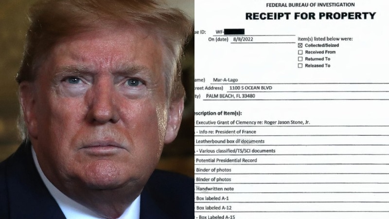 A composite image of Donald Trump and a court document