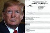 A composite image of Donald Trump and a court document