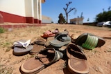 Footwear left behind by students