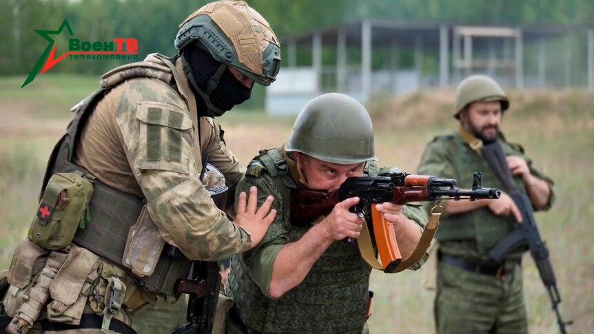 Soldiers during a shooting training.
