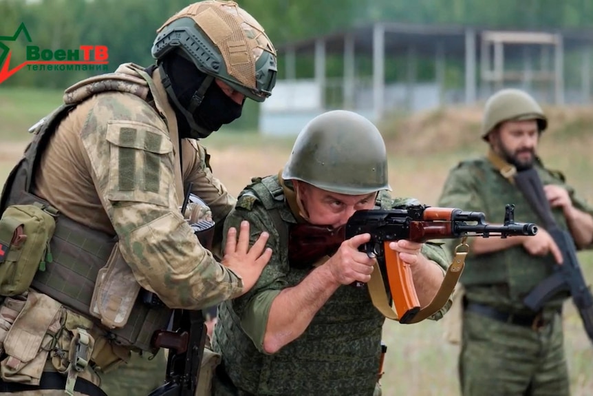 Soldiers during a shooting training.