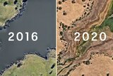 Suma Park Dam near Orange, before and after the drought