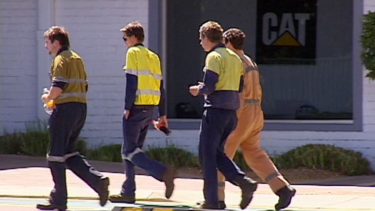 Young workers outside the WesTrac Institute at Guildford in WA