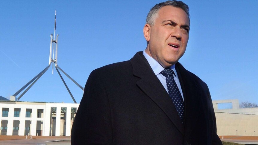 Treasurer Joe Hockey speaks to the media outside Parliament House after delivering his first budget.