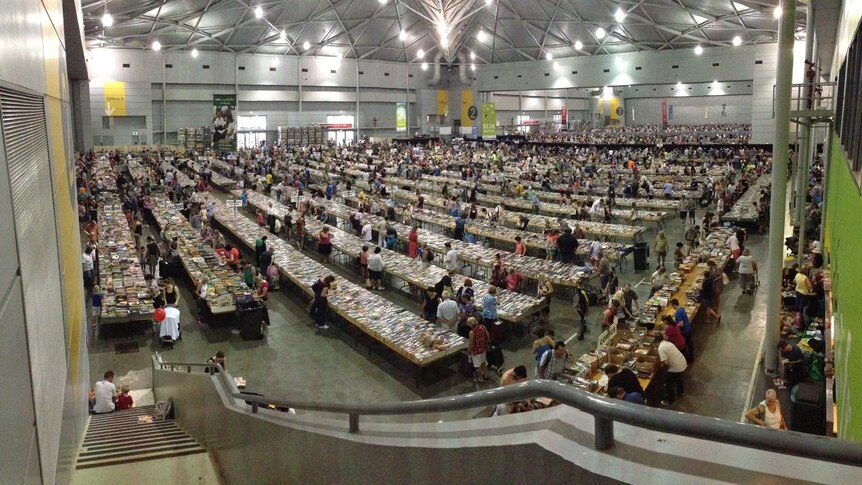 More than a million books are laid out on about four kilometres of tables at the Lifeline Bookfest.