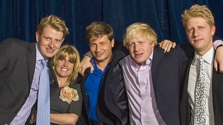 Boris Johnson and his three brothers and sister with their arms around each other