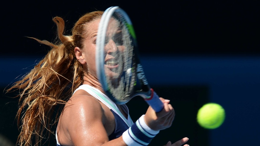 On fire ... Dominika Cibulkova hits a forehand return