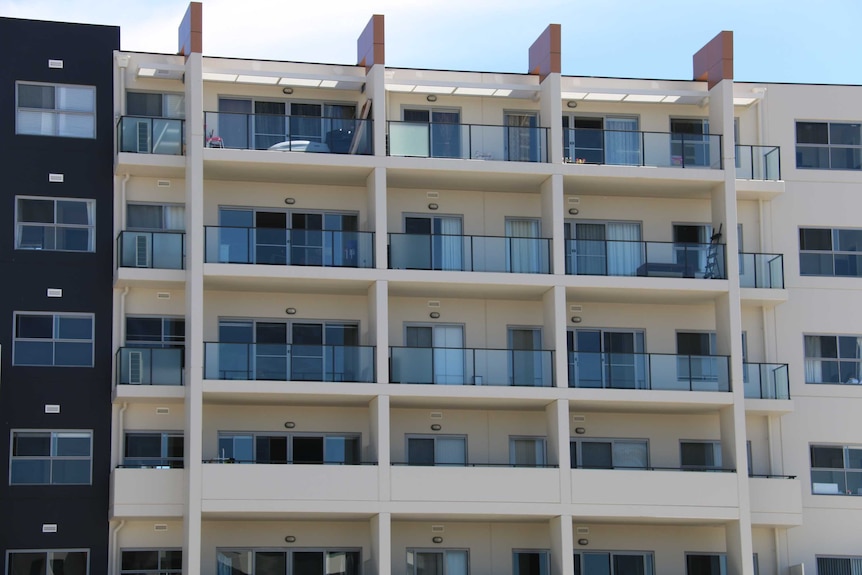 A close up of apartment balconies.