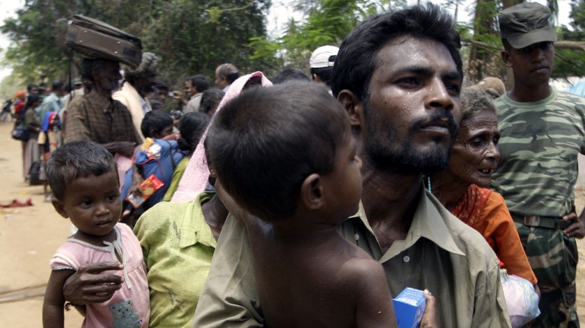 Sri Lankan civilians, some of the more than 100,000 that have fled the area held by Tamil Tigers