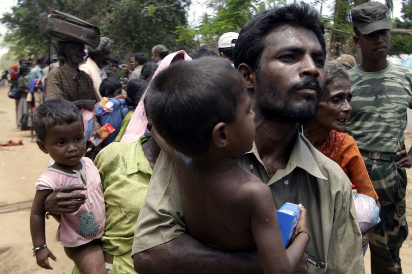 Sri Lankan civilians, some of the more than 100,000 that have fled the area held by Tamil Tigers