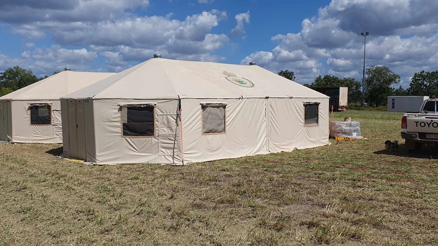 A tent on an oval in Yarralin.