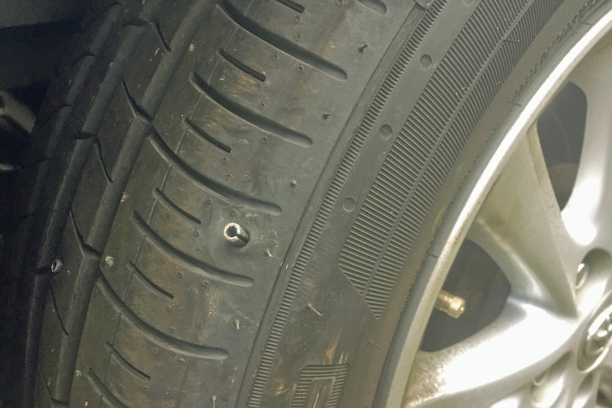 Spikes in a car wheel