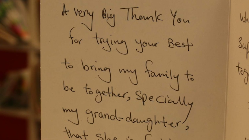A letter of thanks to Ash from a grandmother for bringing her family together.