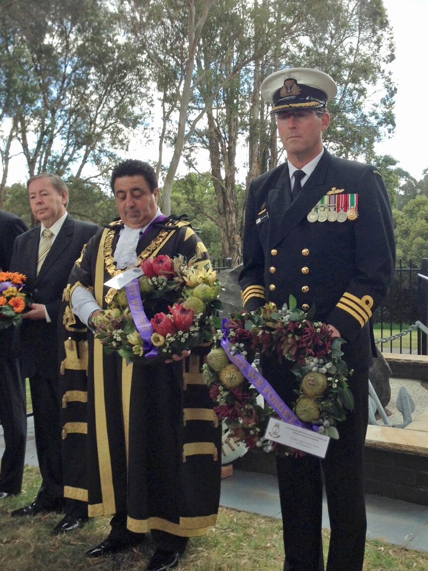 HMAS Parramatta Commander Simon Cannell with Parramatta Lord Mayor John Chedid
