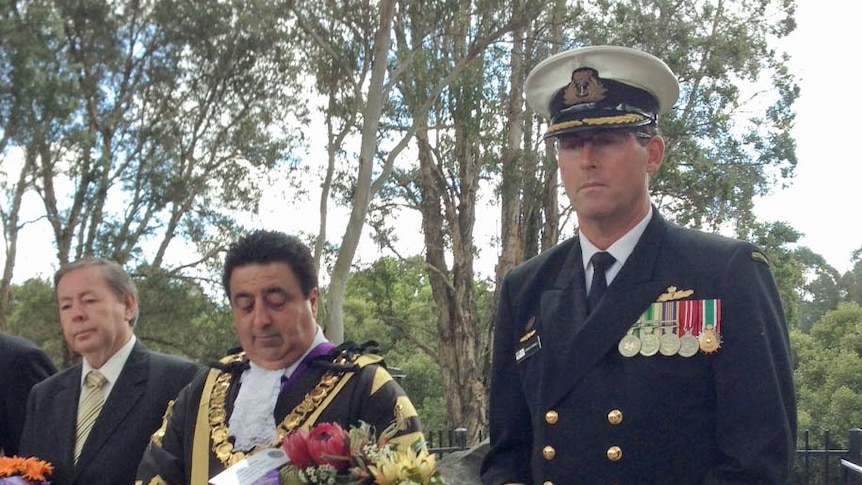 HMAS Parramatta Commander Simon Cannell with Parramatta Lord Mayor John Chedid