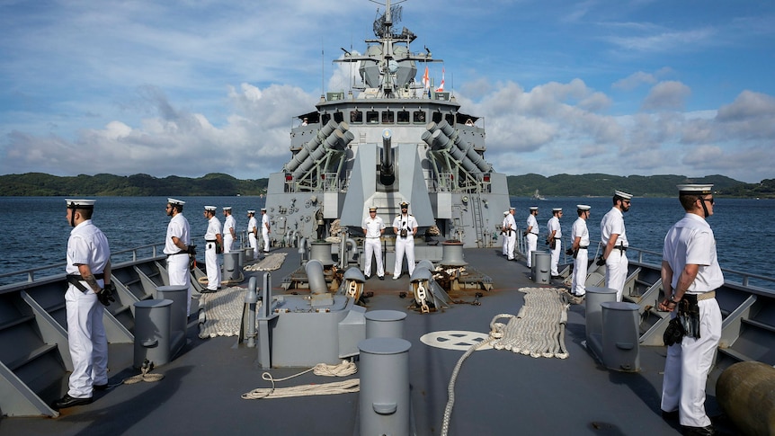 Navy crew on the deck of the Parramatta.