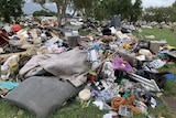 Flood waste at a council dump.