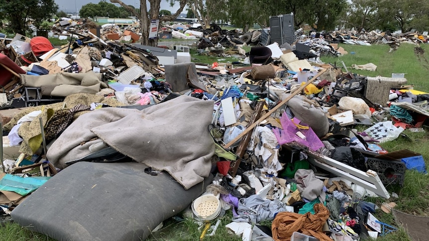 Flood waste at a council dump.