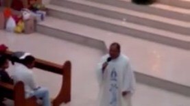 A video shows a Filipino priest on a hoverboard during mass.