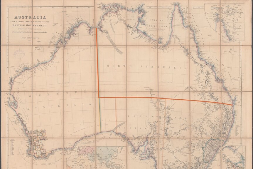 1846 map of Australia, with the border enhanced to show the state boundary of North Australia.