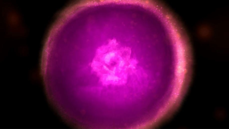 Purple and pink circle animation depicting carbon.