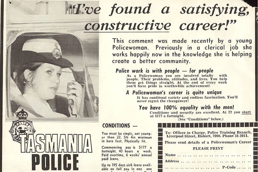 Tasmania Police female recruitment newspaper advertisement.