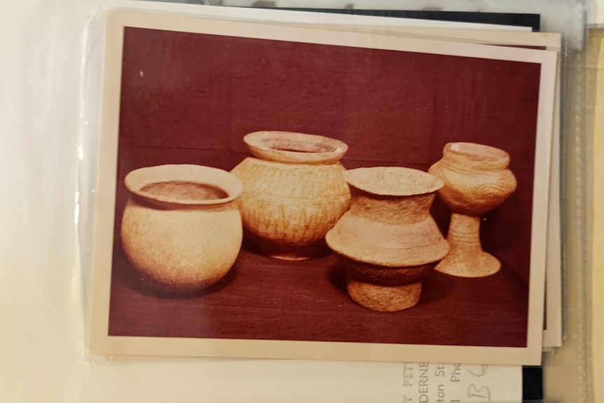 Clay pots in a polaroid photo