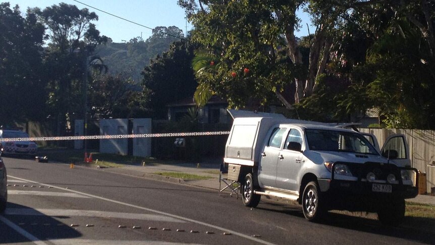 Police outside scene of double murder and police shooting at home at Coolum Beach.